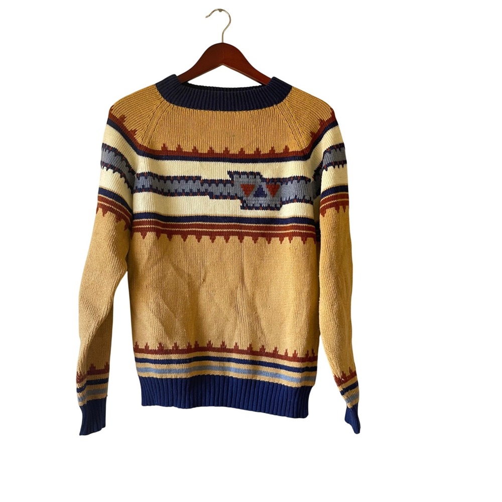 Vintage Mens‎ Geometric Knit Sweater Pullover Long Sleeve Size M western